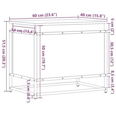 VidaXL Opbergbox met deksel 60x40x51,5 cm bewerkt hout bruin eiken