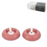 Countryfield led drijfkaars lyon vlameffect roze 7,5 cm set van 2 | 12 stuks - thumbnail