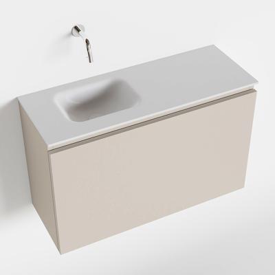 MONDIAZ OLAN 80cm toiletmeubel linen. LEX wastafel talc links geen kraangat MONDIAZ OLAN 80cm toiletmeubel linen. LEX wastafel talc links geen kraangat
