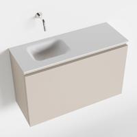 MONDIAZ OLAN 80cm toiletmeubel linen. LEX wastafel talc links geen kraangat - thumbnail