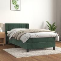 Boxspring met matras fluweel donkergroen 90x200 cm - thumbnail