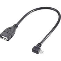 Renkforce USB-kabel USB 2.0 USB Micro-B stekker, USB-A aansluiting 10.00 cm zwart met OTG-functie, verguld stekkercontact - thumbnail