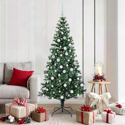 VidaXL Kunstmatig voorverlicht kerstboom groen 180 cm pvc en metaal