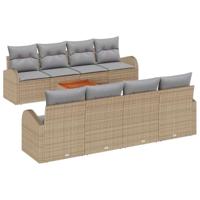 Tuinbankenset met kussen 9 pcs Beige poly rattan - thumbnail