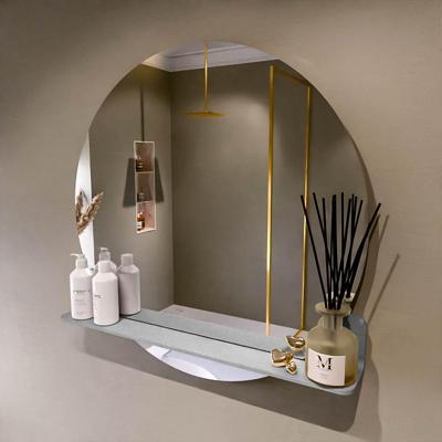 MONDIAZ SPOT spiegel rond 80cm met Spiegelplanchet kleur Plata.