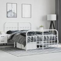 Bedframe met hoofd- en voeteneinde metaal wit 140x190 cm - thumbnail