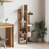 Boekenkast 48x25,5x140 cm bewerkt hout artisanaal eikenkleurig - thumbnail