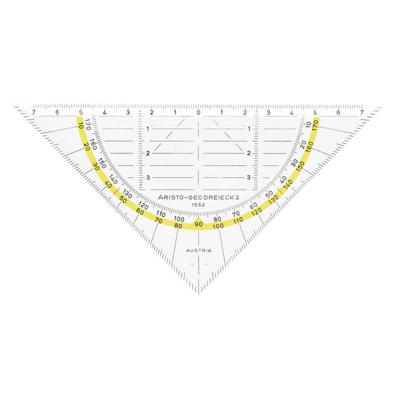 Geodriehoek Aristo 1552 160mm transparant met gele rand