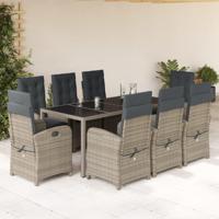 9-delige Tuinset met kussens poly rattan grijs - thumbnail