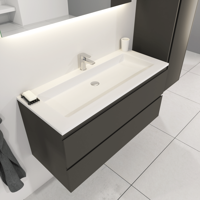 SaniGoods Sally badkamermeubel 100cm grijs mat met Solid Surface wastafel rechthoek - thumbnail