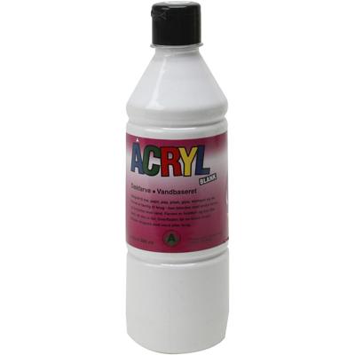 Acryl Verf, wit, 500 ml/ 1 fles