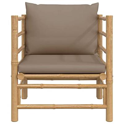 Tuinbank met kussens bamboe taupe