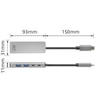 ACT AC7072 USB-C Hub 3.0 | 2x USB-A | 2x USB-C | 5Gbps | USB-C Power Port | Aluminium - thumbnail