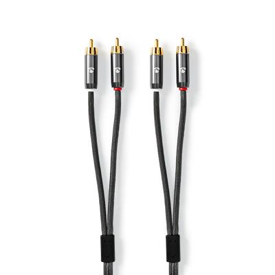 Nedis Stereo-Audiokabel | 2x RCA Male | 2x RCA Male | 1 m | 1 stuks - CATB24200GY10 CATB24200GY10
