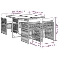 5-delige Tuinset met kussens poly rattan zwart - thumbnail