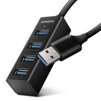 AXAGON AXAGON HUE-M1A Superspeed USB-A Mini Hub, 4x USB 3.0 - 20cm, schwarz USB 3.0-hub 4 poorten Zwart - thumbnail