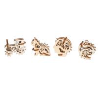 Ugears sleutelhangers U-Fidget 5 cm hout bruin 4-delig - thumbnail