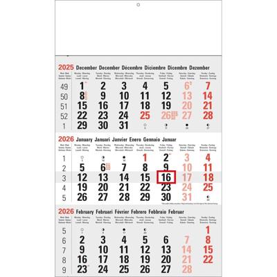 3-maandkalender Classic grijs, 2026