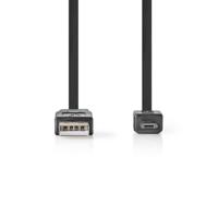 Platte USB 2.0-Kabel | A Male - Micro-B Male | 1,0 m | Zwart - thumbnail