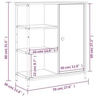 Dressoir 70x30x80 cm bewerkt hout zwart - thumbnail