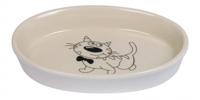 Nobby Katten keramische schaal ovaal, crème/beige, 17 x 11 x 2,5 cm - thumbnail