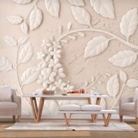 Zelfklevend fotobehang - Beige Papieren Bloemen , Premium Print - thumbnail