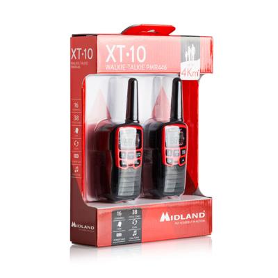 Midland XT10 twee-weg radio 16 kanalen 446.00625 - 446.09375 MHz Zwart, Rood