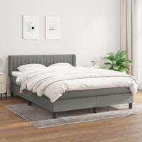 Boxspring met matras stof donkergrijs 140x190 cm - thumbnail
