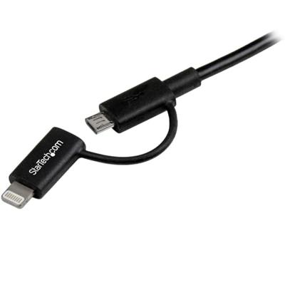 StarTech 2-in-1 Lightning/Micro USB naar USB kabel 1m zwart