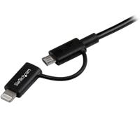 StarTech 2-in-1 Lightning/Micro USB naar USB kabel 1m zwart - thumbnail