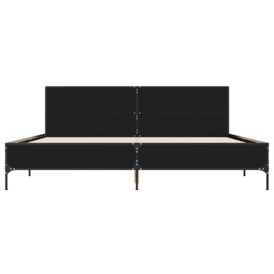 Bedframe bewerkt hout metaal zwart 200x200 cm