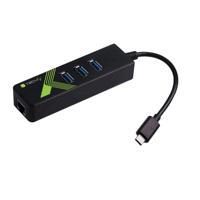 TECHLY 105810 Adapter USB-C™ Ethernet Gigabit met hub 3 poorten USB-A 3.0, zwart - thumbnail