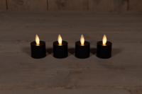 Anna&apos;s Collection LED theelicht oplaadbaar flame effect uitbreidingsset 5cm zwart 4 stuks - thumbnail