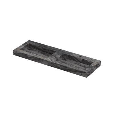 INK Pitch Wastafel keramische slab bak dubbel met drain en front en side skirts 2 kraangaten 140x45x9 Venice brown glossy