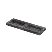 INK Pitch Wastafel keramische slab bak dubbel met drain en front en side skirts 2 kraangaten 140x45x9 Venice brown glossy - thumbnail