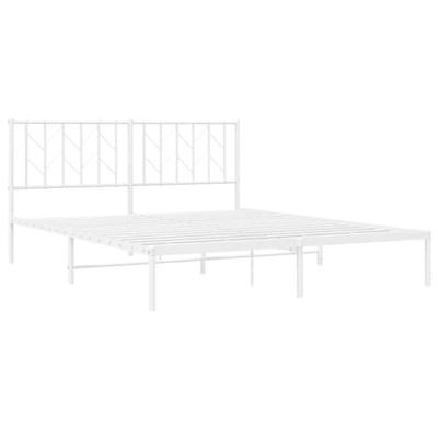 Bedframe met hoofdbord metaal wit 160x200 cm