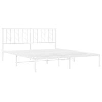 Bedframe met hoofdbord metaal wit 160x200 cm - thumbnail