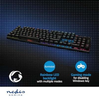 Bedraad Gaming Toetsenbord | USB Type-A | Mechanische Toetsen | LED | QWERTY | Scandinavisch | USB Gevoed | Lengte stroomkabel: 1.50 m | Gaming