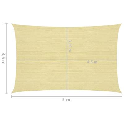 VidaXL Zonnezeil 160 g/m² 3,5x5 m hdpe beige