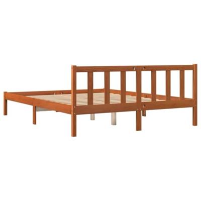 Bedframe zonder matras massief grenenhout wasbruin 150x200 cm