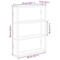 Wandschap 43x9x60 cm bewerkt hout gerookt eikenkleurig - thumbnail