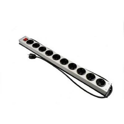 Stekkerblok 10 stopcontacten met schakelaar snoer stekker proffesioneel zilverkleurig