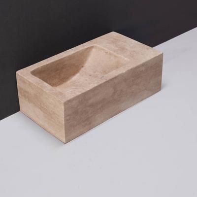 Fontein Forzalaqua Venetia Xs Travertin Gezoet Met Kraangat Rechts 29X16X10 cm