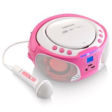 Draagbare FM Radio CD/MP3/USB Microfoon & Lichteffecten Roze Draagbare FM Radio CD/MP3/USB Microfoon & Lichteffecten Roze