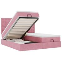 Ottoman bed met matrassen 160x200cm fluweel roze - thumbnail