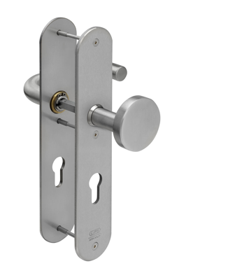 Lips ARU8203 Beslag langschild afgerond | PC-72 | krukmodel 10 | binnenzijde kruk en cilindersparing | geborsteld RVS | deurdikte 40mm en 54mm. - Lips ARU8203 Beslag langschild afgerond | PC-72 | krukmodel 10 | binnenzijde kruk en cilindersparing | geborsteld RVS | deurdikte 40mm en 54mm. -