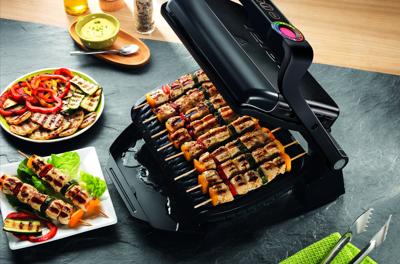Tefal GC7128 OptiGrill+ Schwarz Contactgrill Elektrisch, Tafel Grillfunctie, Anti-aanbaklaag, Controlelampje Zwart