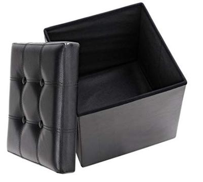 Opvouwbare poef met opslag zwart Opvouwbare poef met opslag zwart