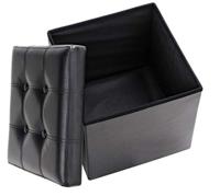 Opvouwbare poef met opslag zwart - thumbnail