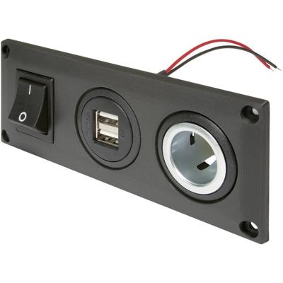 ProCar Einbausteckdose mit USB-A Doppelsteckdose schaltbar + 1 Powersteckdose Inbouwdoos met USB-A dubbel stopcontact schakelbaar + 1 Powerstekkerdoos